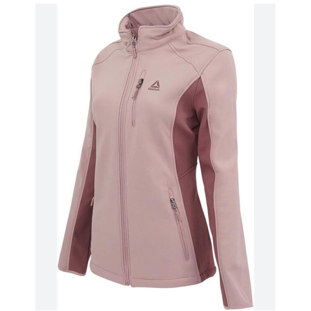 REEBOK Women's Softshell Active Jacket Full Zip Dusty Rose - Size Large
